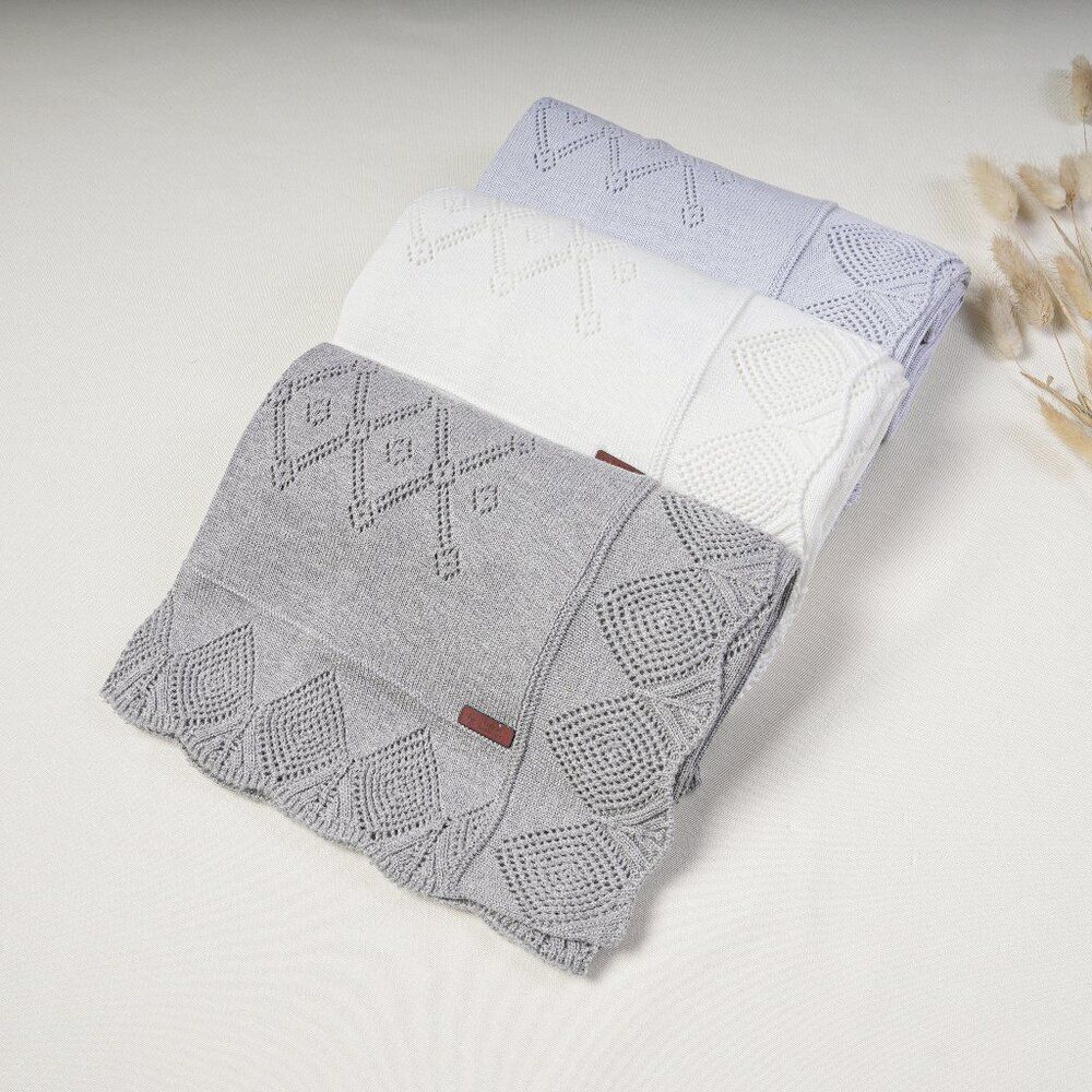 100% Cotton Pointelle Knit Blanket Baby Crib Gift Soft Blanket New Item Unisex